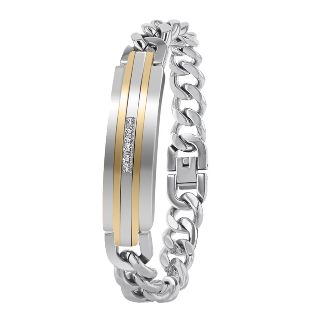American Exchange Mens Bracelet,  1/10 Ct Diamond Stainless Steel Chain Bracelet
